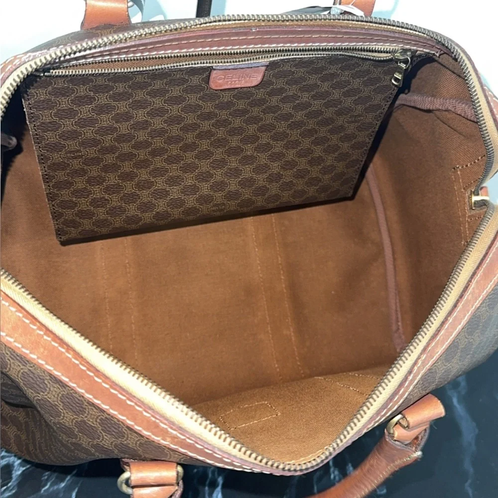 CELINE MACADAM PATTERN BOSTON BAG BROWN PVC GOLD w/ KEY LOCK AUTHENTIC - Picture 15 of 15